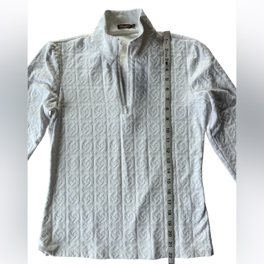 J. McLaughlin Ace 1/4 Zip White Geometric Design Pullover Top - Picture 5 of 8